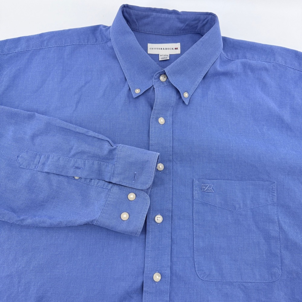 Cutter & BuckButton Down Shirt Long Sleeve Mens 2XT Blue Big & Tall Casual